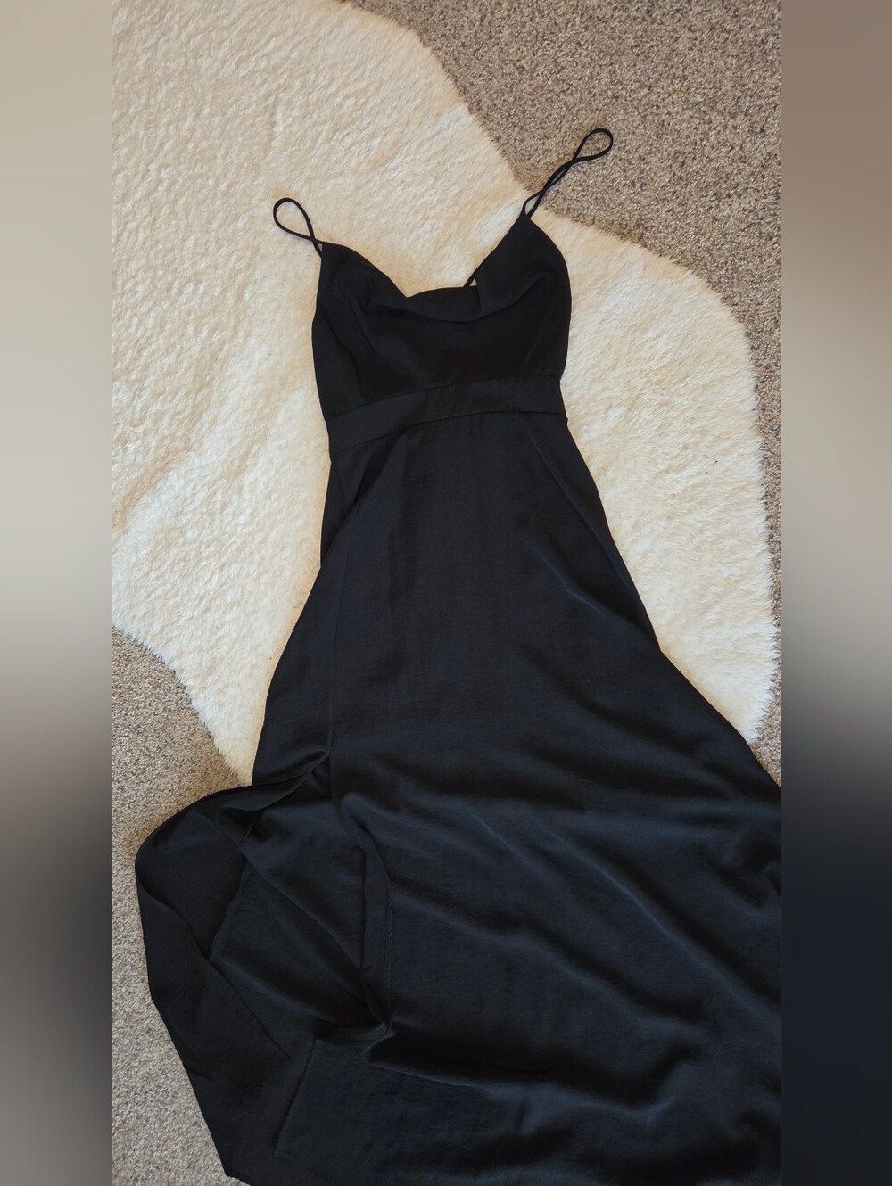 ALL SAINTS Black Slip Maxi Dress with Spaghetti Straps